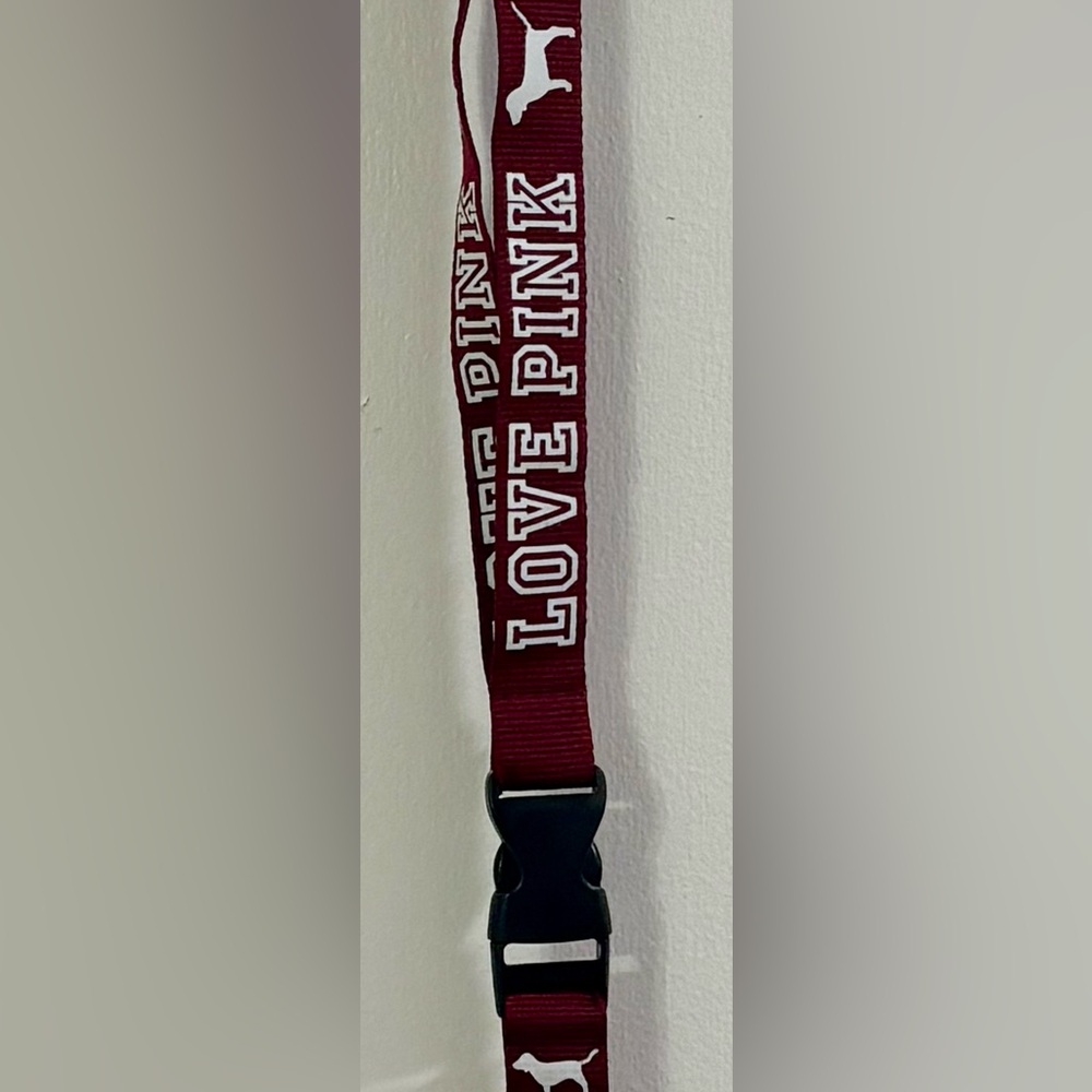 Victoria’s Secret PINK Burgundy Logo Lanyard Keychain ID Badge Holder | 2/$18